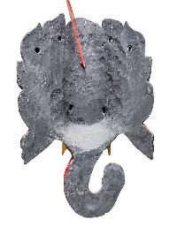 [ganesh Mask], Handmade Wooden Mask, Wall Hanging, [painted Red], Poplar Wood