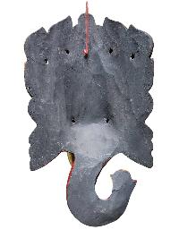 [ganesh Mask], Handmade Wooden Mask, Wall Hanging, [painted Red], Poplar Wood