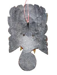 [ganesh Mask], Handmade Wooden Mask, Wall Hanging, [painted Red], Poplar Wood