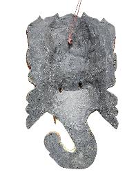 [ganesh Mask], Handmade Wooden Mask, Wall Hanging, [painted White], Poplar Wood