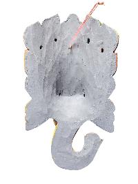 [ganesh Mask], Handmade Wooden Mask, Wall Hanging, [painted Yellow], Poplar Wood