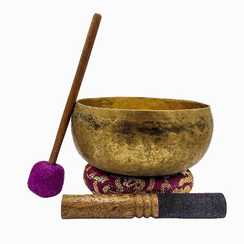 Kopre Singing Bowl, Buddhist Hand Beaten, Antique Finishing, [select Accessories]