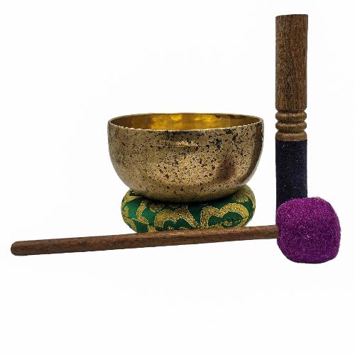 Kopre Singing Bowl, Buddhist Hand Beaten, Antique Finishing, [select Accessories]