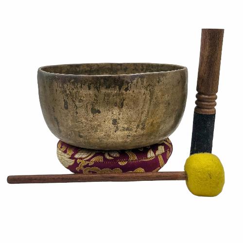 Thadobati Singing Bowl, Buddhist Hand Beaten, Antique Finishing, [select Accessories]