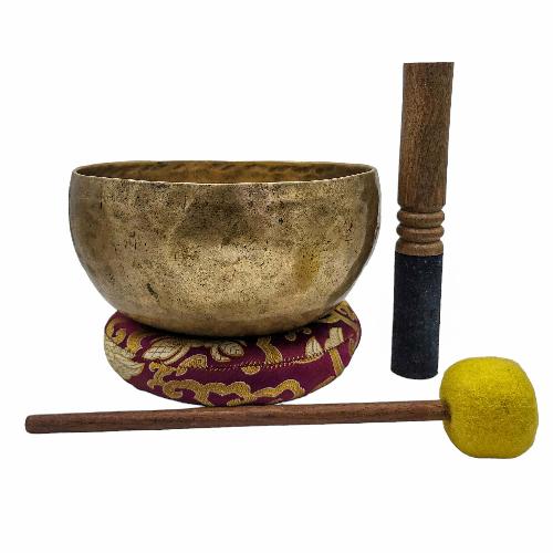 Kopre Singing Bowl, Buddhist Hand Beaten, Antique Finishing, [select Accessories]