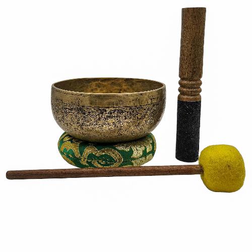 Kopre Singing Bowl, Buddhist Hand Beaten, Antique Finishing, [select Accessories]