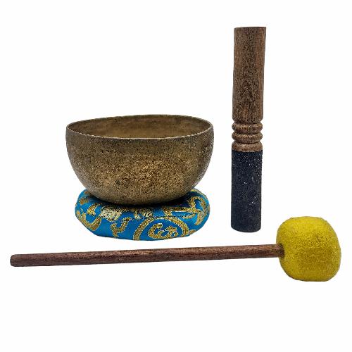 Kopre Singing Bowl, Buddhist Hand Beaten, Antique Finishing, [select Accessories]