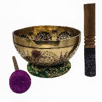 Singing Bowl, Buddhist Hand Beaten, With Fine Etching Carving Of Samadhi, [select Accessories]