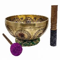 Singing Bowl, Buddhist Hand Beaten, With Fine Etching Carving, Shakyamuni Buddha