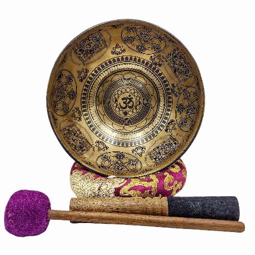 Singing Bowl, Buddhist Hand Beaten, With Fine Etching Carvin Of Om, [select Accessories]