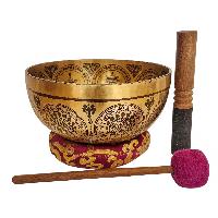 Singing Bowl, Buddhist Hand Beaten, With Fine Etching Carving Of Manjushree, [select Accessories]