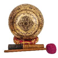 Singing Bowl, Buddhist Hand Beaten, With Fine Etching Carving Of Manjushree, [select Accessories]