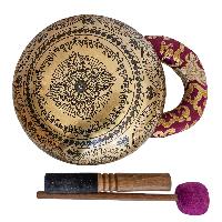 Singing Bowl, Buddhist Hand Beaten, With Fine Etching Carving Of Manjushree, [select Accessories]