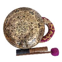 Singing Bowl, Buddhist Hand Beaten, With Fine Etching Carving, Samadhi, [select Accessories]