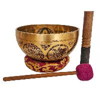 Singing Bowl, Buddhist Hand Beaten, With Fine Etching Carving, [shakyamuni Buddha]