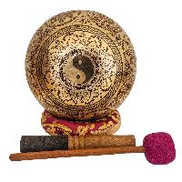 Singing Bowl, Buddhist Hand Beaten, With Fine Etching Carving, [shakyamuni Buddha]