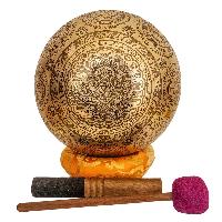 Singing Bowl, Buddhist Hand Beaten, With Fine Etching Carving Medicine Buddha, Thangka Color Painted, [select Accessories]