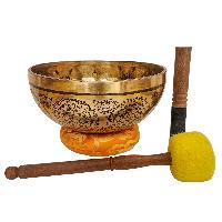 Singing Bowl, Buddhist Hand Beaten, With Fine Etching Carving, [medicine Buddha], [select Accessories]