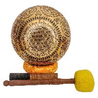 Singing Bowl, Buddhist Hand Beaten, With Fine Etching Carving, [medicine Buddha], [select Accessories]