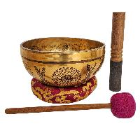 Singing Bowl, Buddhist Hand Beaten, With Fine Etching Carving, [samadhi], [select Accessories]