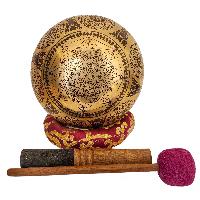 Singing Bowl, Buddhist Hand Beaten, With Fine Etching Carving, [samadhi], [select Accessories]