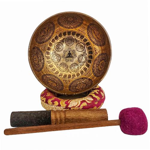 Singing Bowl, Buddhist Hand Beaten, With Fine Etching Carving, [samadhi]