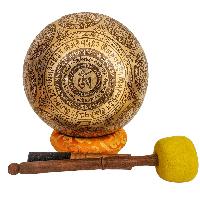 Singing Bowl, Buddhist Hand Beaten, With Fine Etching Carving, [shakyamuni Buddha], Thangka Color Painted, [select Accessories]