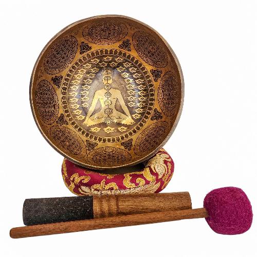 Singing Bowl, Buddhist Hand Beaten, With Fine Etching Carving, [samadhi]