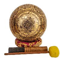 Singing Bowl, Buddhist Hand Beaten, With Fine Etching Carving, [ganesh], [select Accessories]