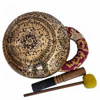 Singing Bowl, Buddhist Hand Beaten, With Fine Etching Carving, [ganesh], [select Accessories]