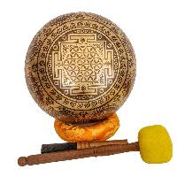 Singing Bowl, Buddhist Hand Beaten, With Fine Etching Carving, [shiva], [select Accessories]