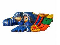 [ganesh Mask], Handmade Wooden Mask, Wall Hanging, [painted], Poplar Wood