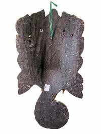 [ganesh Mask], Handmade Wooden Mask, Wall Hanging, [painted], Poplar Wood