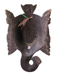 [ganesh Mask], Handmade Wooden Mask, Wall Hanging, [painted], Poplar Wood