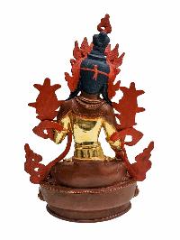 [white Tara], Buddhist Handmade Statue, [face Painted] And [partly Gold Plated]