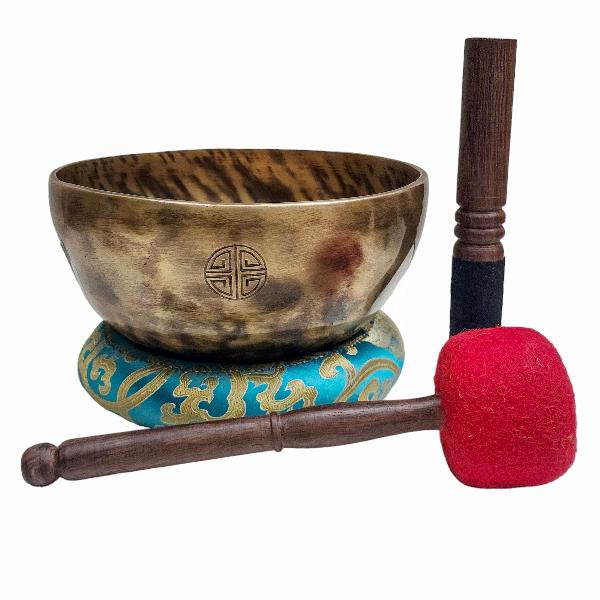 [full Moon Bowl], Buddhist Hand Beaten, Moon Carved, Antique Finishing, [select Accessories]