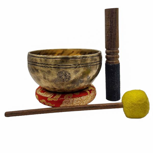 [full Moon Bowl], Buddhist Hand Beaten, Moon Carved, Antique Finishing, [select Accessories]