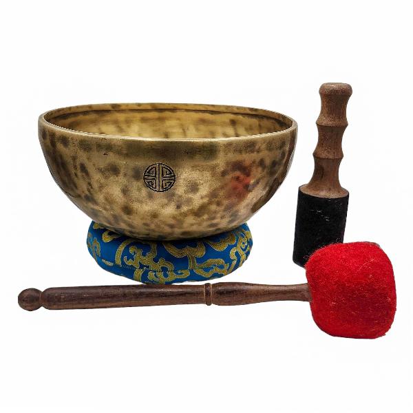 [full Moon Bowl], Buddhist Hand Beaten, Moon Carved, Antique Finishing, [select Accessories]