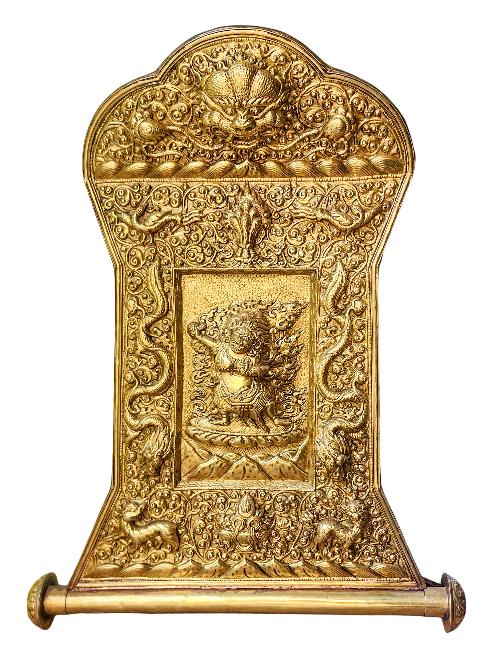 [vajrapani] Metal Wall Hanging, Gold Plated, High Quality, With Cheppu On Top