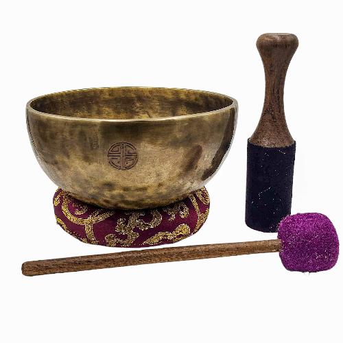 [full Moon Bowl], Buddhist Hand Beaten, Moon Carved, Antique Finishing, [select Accessories]