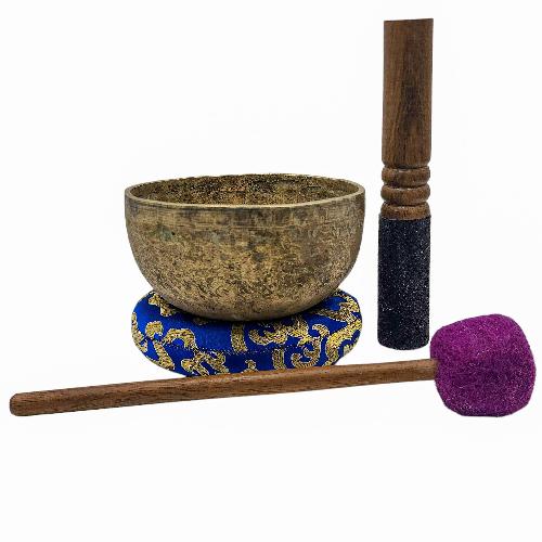 Kopre Singing Bowl, Buddhist Hand Beaten, Antique Finishing, [select Accessories]