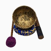 Kopre Singing Bowl, Buddhist Hand Beaten, Antique Finishing, [select Accessories]