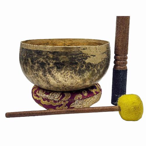 Kopre Singing Bowl, Buddhist Hand Beaten, Antique Finishing, [select Accessories]