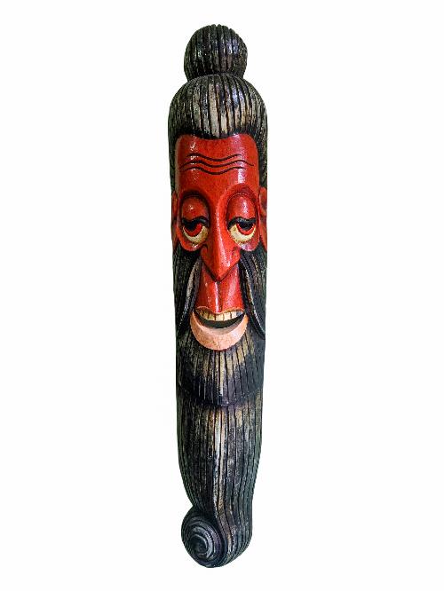 [long Face], Handmade Wooden Mask, [jogi], [painted], Poplar Wood