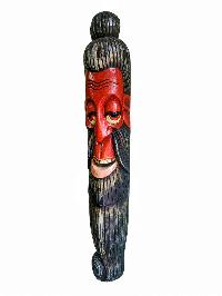 [long Face], Handmade Wooden Mask, [jogi], [painted], Poplar Wood