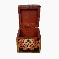 Tibetan Ritual Wooden Box, [carved] And Painted