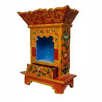Tibetan Ritual Wooden Altar, Traditional Color Painted