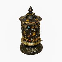 Table Top Prayer Wheel, Buddhist Handmade Prayer Wheel, [mantra Inside], [stone Setting]