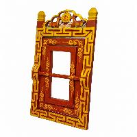 Tibetan Ritual Wooden Book Shelf, Traditional Color Painted
