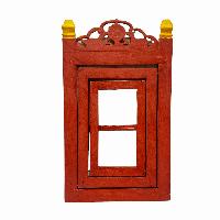 Tibetan Ritual Wooden Book Shelf, Traditional Color Painted